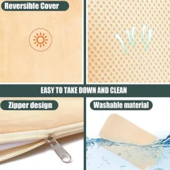 Foldable Anti-Anxiety Cat Hammock,Cordless Cat Window Perch, Cat Hammock with 4 Suction Cups, Solid Metal Frame and Reversible Cover, Foldable Cat Beds for Indoor Cats