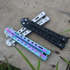 Foldable Comb Stainless Steel Practice Training Butterfly Knife Comb Beard Moustache Brushes Hairdressing Styling Tool