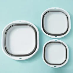 Foldable Dishwasher Set Of 3 Pieces Washbasin Saves Space For Picnics And Camping Used For Dishwashing Vegetable Washing And Fruit Gray Folding Storage Basin