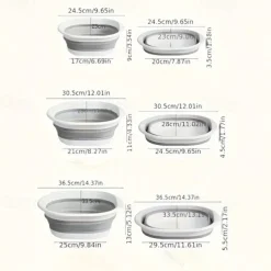 Foldable Dishwasher Set Of 3 Pieces Washbasin Saves Space For Picnics And Camping Used For Dishwashing Vegetable Washing And Fruit Gray Folding Storage Basin