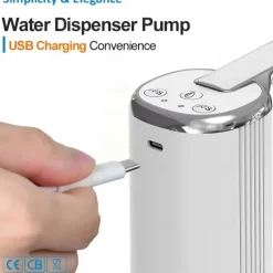 Foldable Electric Water Dispenser, USB Rechargeable Drinking Pump, Portable One-Touch Water Pump with Foldable Spout for Home, Office, Outdoor