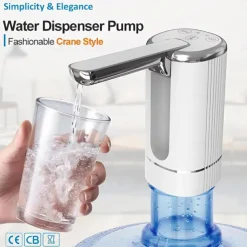 Foldable Electric Water Dispenser, USB Rechargeable Drinking Pump, Portable One-Touch Water Pump with Foldable Spout for Home, Office, Outdoor