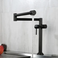 Foldable Kitchen Sink Mixer Faucet Deck Mounted, 360 Swivel Folding Single Handle Kitchen Vessel Taps