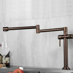 Foldable Kitchen Sink Mixer Faucet Deck Mounted, 360 Swivel Folding Single Handle Kitchen Vessel Taps