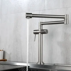 Foldable Kitchen Sink Mixer Faucet Deck Mounted, 360 Swivel Folding Single Handle Kitchen Vessel Taps