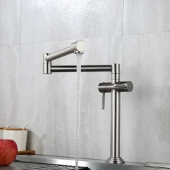 Foldable Kitchen Sink Mixer Faucet Deck Mounted, 360 Swivel Folding Single Handle Kitchen Vessel Taps