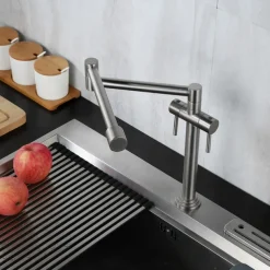 Foldable Kitchen Sink Mixer Faucet Deck Mounted, 360 Swivel Folding Single Handle Kitchen Vessel Taps