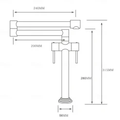 Foldable Kitchen Sink Mixer Faucet Deck Mounted, 360 Swivel Folding Single Handle Kitchen Vessel Taps