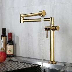 Foldable Kitchen Sink Mixer Faucet Deck Mounted, 360 Swivel Folding Single Handle Kitchen Vessel Taps