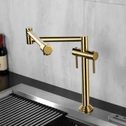 Foldable Kitchen Sink Mixer Faucet Deck Mounted, 360 Swivel Folding Single Handle Kitchen Vessel Taps