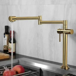 Foldable Kitchen Sink Mixer Faucet Deck Mounted, 360 Swivel Folding Single Handle Kitchen Vessel Taps