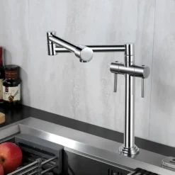 Foldable Kitchen Sink Mixer Faucet Deck Mounted, 360 Swivel Folding Single Handle Kitchen Vessel Taps