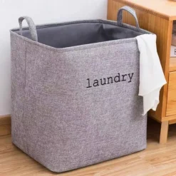Foldable Laundry Basket for Home, Large Capacity Cotton Linen Clothes Organizer for Bathroom and Laundry Room
