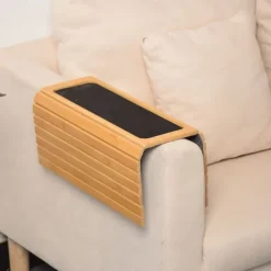 Foldable Solid Wood Sofa Arm Tray - Protector & Serving Table Mat for Living Room, Coffee, Tea, Snacks - Ideal for TV Snuggle Sessions