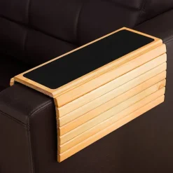 Foldable Solid Wood Sofa Arm Tray - Protector & Serving Table Mat for Living Room, Coffee, Tea, Snacks - Ideal for TV Snuggle Sessions