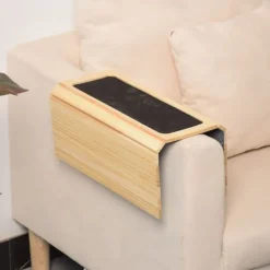 Foldable Solid Wood Sofa Arm Tray - Protector & Serving Table Mat for Living Room, Coffee, Tea, Snacks - Ideal for TV Snuggle Sessions