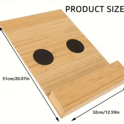 Foldable Vintage Bamboo Sofa Armrest Table with Cup Holder - No Assembly Required, Hand Wash Only, Natural Wood & Black Finish, Hardwood & Bamboo Construction for Living Room, Dining, Relaxation