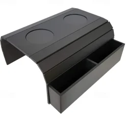 Foldable Vintage Bamboo Sofa Armrest Table with Cup Holder - No Assembly Required, Hand Wash Only, Natural Wood & Black Finish, Hardwood & Bamboo Construction for Living Room, Dining, Relaxation