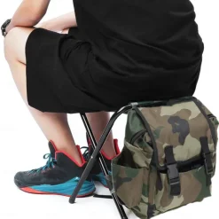 Folding Camping Chair Stool Collapsible Stool Backpack, Mini Folding Chair Outdoor, Portable Seat Table Bag for Indoor Fishing Outdoor Travel Hiking Beach BBQ (Camouflage)