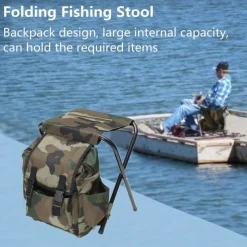 Folding Camping Chair Stool Collapsible Stool Backpack, Mini Folding Chair Outdoor, Portable Seat Table Bag for Indoor Fishing Outdoor Travel Hiking Beach BBQ (Camouflage)