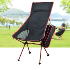 Folding Chair Beach Chair Camping Chair Fishing Chair High Back with Headrest Ultra Light (UL) Foldable Breathable Compact Mesh 7075 Aluminium Alloy for 1 person Fishing Blue Red Orange Dark Blue