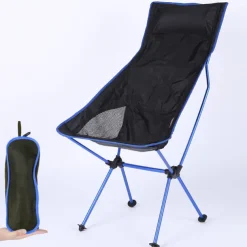 Folding Chair Beach Chair Camping Chair Fishing Chair High Back with Headrest Ultra Light (UL) Foldable Breathable Compact Mesh 7075 Aluminium Alloy for 1 person Fishing Blue Red Orange Dark Blue
