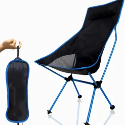 Folding Chair Beach Chair Camping Chair Fishing Chair High Back with Headrest Ultra Light (UL) Foldable Breathable Compact Mesh 7075 Aluminium Alloy for 1 person Fishing Blue Red Orange Dark Blue