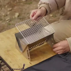 Folding Charcoal BBQ Grill, Stainless Steel Easy To Install Ventilation Holes Collapsible Grill for Parties