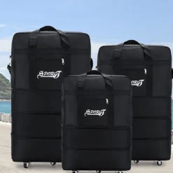 Folding Expansion Luggage Bag Large Capacity Oxford Cloth With Wheels Air Boarding Travel Bag Portable Moving Storage Bag