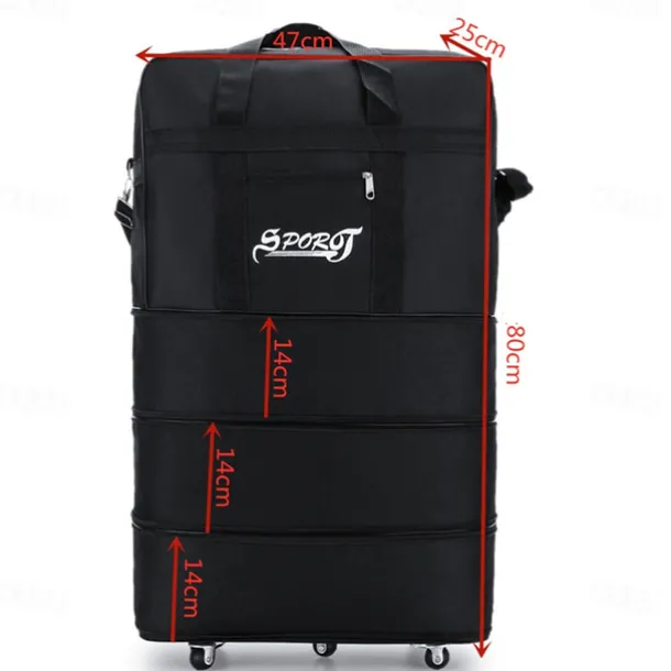Folding Expansion Luggage Bag Large Capacity Oxford Cloth With Wheels Air Boarding Travel Bag Portable Moving Storage Bag