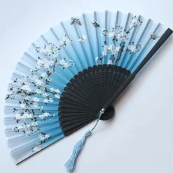 Folding Fans Vintage Style Silk Folding Fan Chinese Japanese Pattern Art Craft Gift Home Decoration Ornaments Dance Hand Fan 7 inches
