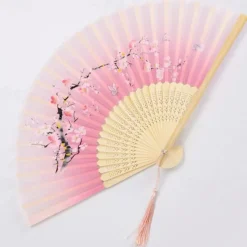 Folding Fans Vintage Style Silk Folding Fan Chinese Japanese Pattern Art Craft Gift Home Decoration Ornaments Dance Hand Fan 7 inches