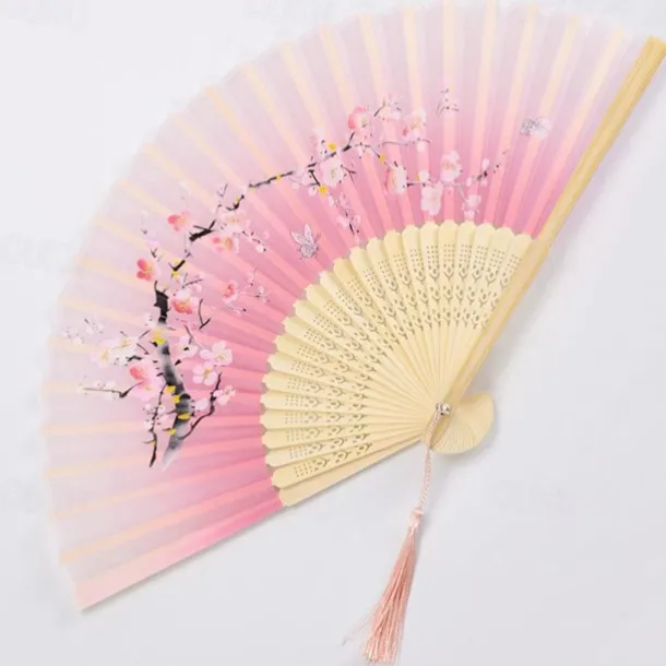 Folding Fans Vintage Style Silk Folding Fan Chinese Japanese Pattern Art Craft Gift Home Decoration Ornaments Dance Hand Fan 7 inches