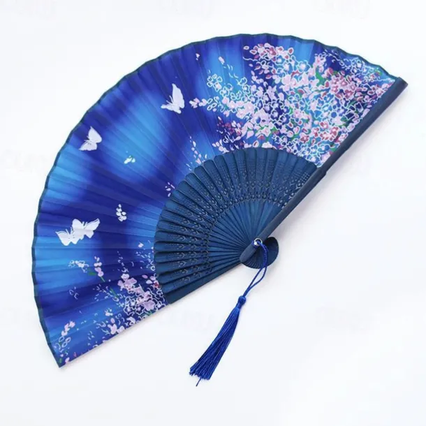Folding Fans Vintage Style Silk Folding Fan Chinese Japanese Pattern Art Craft Gift Home Decoration Ornaments Dance Hand Fan 7 inches