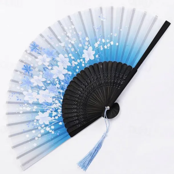 Folding Fans Vintage Style Silk Folding Fan Chinese Japanese Pattern Art Craft Gift Home Decoration Ornaments Dance Hand Fan 7 inches