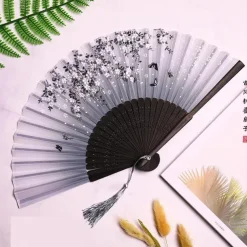 Folding Fans Vintage Style Silk Folding Fan Chinese Japanese Pattern Art Craft Gift Home Decoration Ornaments Dance Hand Fan 7 inches