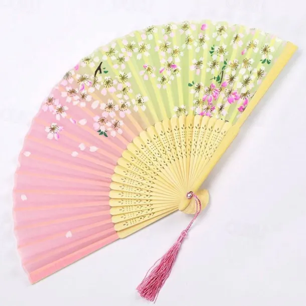 Folding Fans Vintage Style Silk Folding Fan Chinese Japanese Pattern Art Craft Gift Home Decoration Ornaments Dance Hand Fan 7 inches