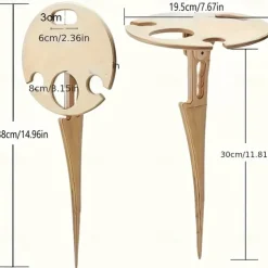 Folding Outdoor Wine Table for Planter Pot Beach and Lawn Wine Holder, Travel Camping Outdoor Table, Wooden Cross Design, Suitable for Courtyard Furniture
