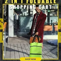 Folding Shopping Pull Cart Trolley Bag With Wheels Foldable Shopping Bags Reusable Grocery Bags Food Organizer Vegetables Bag