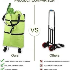 Folding Shopping Pull Cart Trolley Bag With Wheels Foldable Shopping Bags Reusable Grocery Bags Food Organizer Vegetables Bag