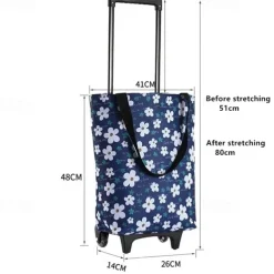 Folding Shopping Pull Cart Trolley Bag with Wheels Reusable Grocery Shopping Bags Eco Large Food Supermarket Vegetables Bags