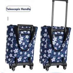 Folding Shopping Pull Cart Trolley Bag with Wheels Reusable Grocery Shopping Bags Eco Large Food Supermarket Vegetables Bags