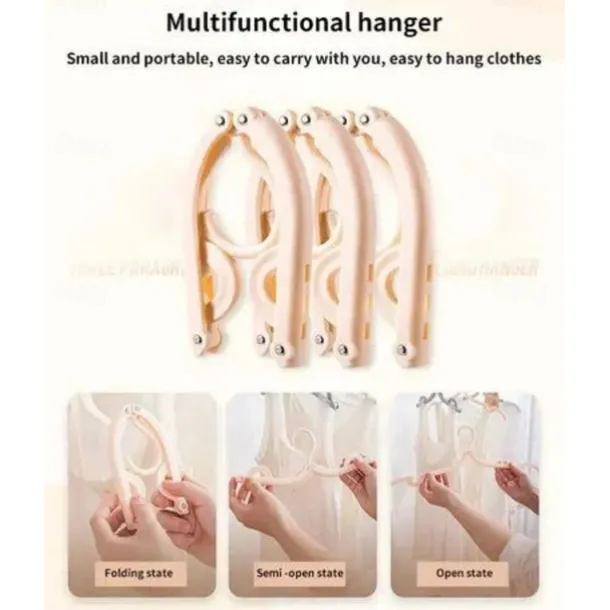 Folding Travel Clothes Hanger - Portable and Multi-Functional for Trips, Business Travel, with Clips for Versatile Use