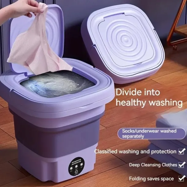 Folding Washing Machine, Mini Portable Washing Machine, Suitable For Camping, RV, Travel, Underwear Bra Socks Washing Machine, Suitable For Home Use, 8L Large Capacity US plug