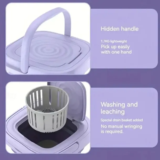 Folding Washing Machine, Mini Portable Washing Machine, Suitable For Camping, RV, Travel, Underwear Bra Socks Washing Machine, Suitable For Home Use, 8L Large Capacity US plug