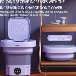 Folding Washing Machine, Mini Portable Washing Machine, Suitable For Camping, RV, Travel, Underwear Bra Socks Washing Machine, Suitable For Home Use, 8L Large Capacity US plug