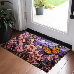 Folk Art Butterflies Doormat Floor Mats Washable Rugs Kitchen Mat Non-Slip Oil Proof Rug Indoor Outdoor Mat Bedroom Decor Bathroom Mat Entrance Rug