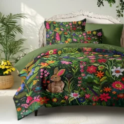 Forest Animal Duvet Cover Set - Includes Duvet Cover and Pillowcases - Nature-Inspired Design with Woodland Creatures - Soft and Comfortable Fabric - Perfect for Cozy Bedroom Decor