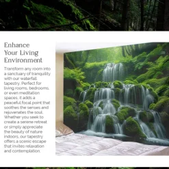 Forest Cascade Landscape Hanging Tapestry Wall Art Large Tapestry Mural Decor Photograph Backdrop Blanket Curtain Home Bedroom Living Room Decoration