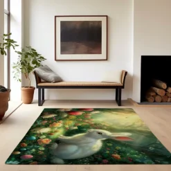 Forest Easter Bunny Area Rug Kitchen Mat Non-Slip Oil Proof Floor Mat Livingroom Rug Indoor Outdoor Mat Bedroom Decor Bathroom Mat Entrance Rug Door Mat